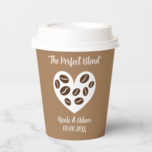 の紙コーヒーカップ「The Perfect 結婚 Blend」 紙コップ (正面)