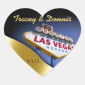 の素晴結婚らしいラスベガスのメタリック金ゴールドハート ハートシール (正面)