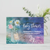 *~*の素朴なカラフルなメーソンジャーの花のベビーシャワー 招待状 (スタンド正面)