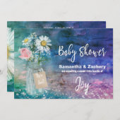 *~*の素朴なカラフルなメーソンジャーの花のベビーシャワー 招待状 (正面/裏面)