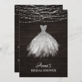 *~*の素朴なグリッターのブライダルシャワーのガウンの花嫁の服 招待状 (正面/裏面)