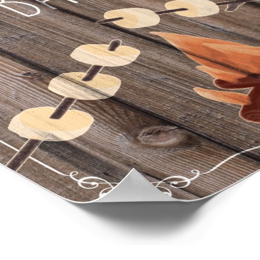 の素朴な木のパーティー結婚のサインプリント ポスター (角)