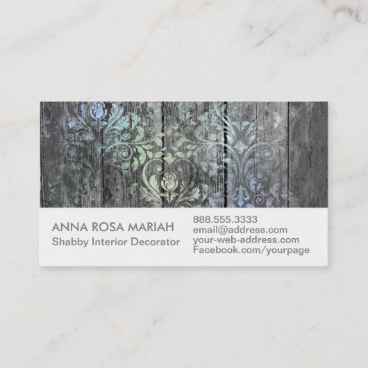 *~*の素朴な木製のぼろぼろの花のヴィンテージ 名刺 (裏面)