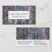 *~*の素朴な老化させた木製のぼろぼろの花のヴィンテージ 名刺 (正面/裏面)