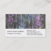 *~*の素朴な老化させた木製のぼろぼろの花のヴィンテージ 名刺 (裏面)