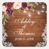 の素朴ウッドジャ結婚ンライトフローラレース スクエアシール (正面)
