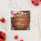 の素朴ウッドラ結婚イトピンクのフローラレース スタンダードカクテルナプキン (インサイチュ)