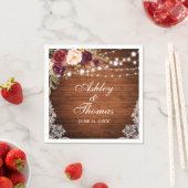 の素朴ウッドラ結婚イントフローラレース スタンダードカクテルナプキン (インサイチュ)