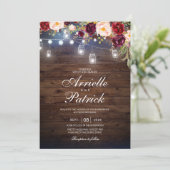 の素朴ウッドラ結婚イントレースバーガンディフローラ 招待状 (スタンド正面)