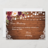 の素朴ウッドラ結婚イントレースフローラの花嫁 招待状 (裏面)