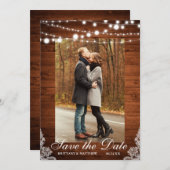 の素朴ウッドラ結婚イントレース日付を保存 セーブザデート (正面/裏面)