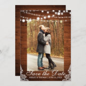 の素朴ウッドレースのラ結婚イト日付を保存 セーブザデート (正面/裏面)