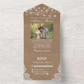 の素朴ストリ結婚ングライトレースバーラップ写真 オールインワン招待状 (内側)