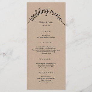 の素朴メ結婚ニューBrown Kraft Card メニュー