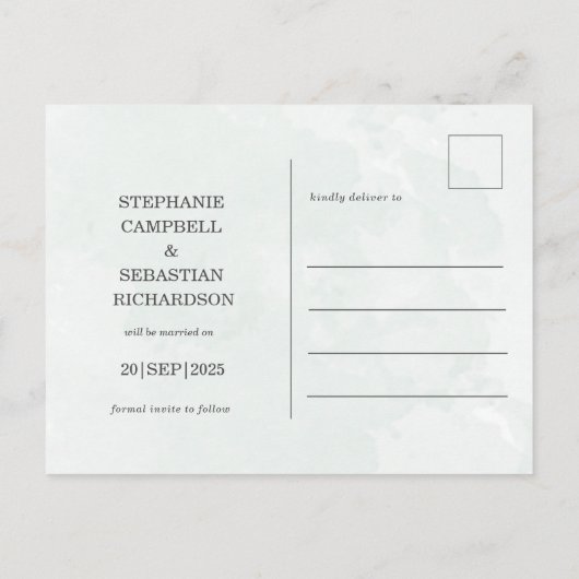 の素朴ユ結婚ーカリプタス・グリーンは日付を保存する ポストカード (裏面)