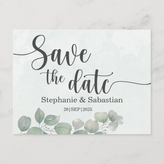 の素朴ユ結婚ーカリプタス・グリーンは日付を保存する ポストカード (正面)