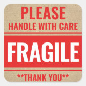 の素朴付いたクラフトの壊れ気に性の警告取っ手 スクエアシール (正面)