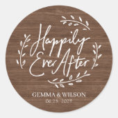 の素朴後で幸せパーソナライズされた結婚に ラウンドシール (正面)