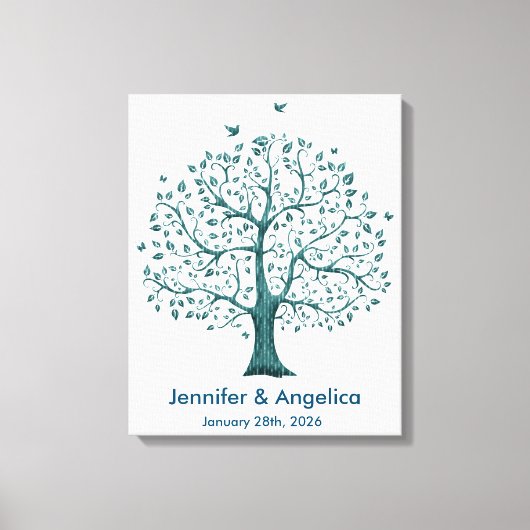 の素朴指結婚紋ツリーのキャンバス印刷 キャンバスプリント (正面)