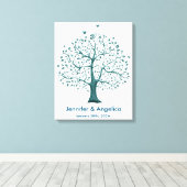 の素朴指結婚紋ツリーのキャンバス印刷 キャンバスプリント (インサイチュ (ウッドフロア))