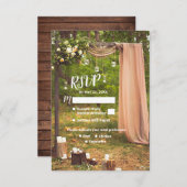 の素朴木結婚桃のメイスンキャンドル囲い 出欠カード (正面/裏面)