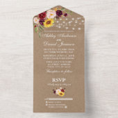 の素朴混合フローラストリングライトKraft オールインワン招待状 (内側)