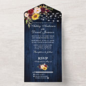 の素朴混結婚合フローラブルーウッドライト オールインワン招待状 (内側)