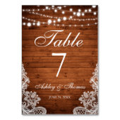 の素朴結婚ウッドストリング照明レース テーブルナンバー (裏面)