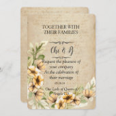 の素朴結婚フローラカード招待状 招待状 (正面/裏面)