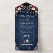 の素朴結婚フローラブルーウッドライトレース オールインワン招待状 (内側)