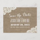 の素朴結婚ヴィンテージレースバーラップ 案内ポストカード (正面)