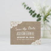 の素朴結婚ヴィンテージレースバーラップ 案内ポストカード (スタンド正面)