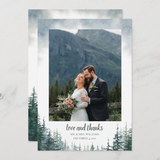 の素朴結婚写真の挿入サンキューカード 招待状 (正面/裏面)