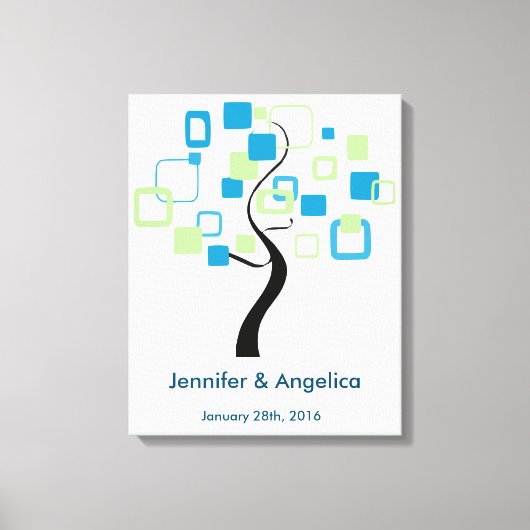 の素朴結婚指紋ツリー キャンバスプリント (正面)