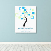 の素朴結婚指紋ツリー キャンバスプリント (インサイチュ (ウッドフロア))