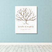 の素朴結婚指紋ツリー キャンバスプリント (インサイチュ (ウッドフロア))