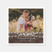 の素朴結婚木と糸のライト スタンダードカクテルナプキン (正面)