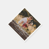 の素朴結婚木と糸のライト スタンダードカクテルナプキン (角)