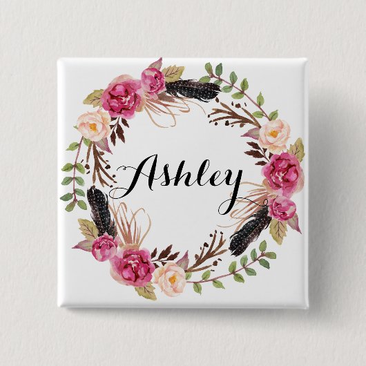 の素朴結婚花嫁のギフトボホウェディングパーティー 缶バッジ (正面)