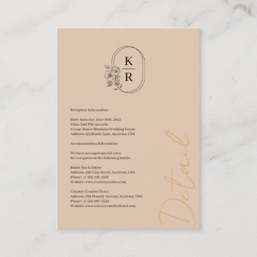 の素朴結婚詳細・エンクロージャ・カード エンクロージャーカード (正面)