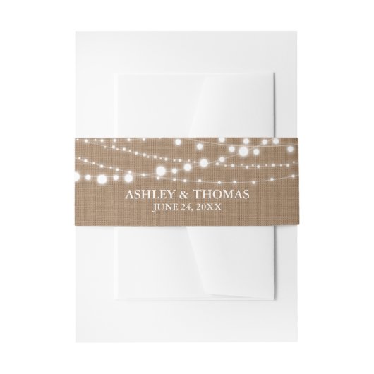 の素朴結婚Burlap String Lights 招待状ベリーバンド (正面例)