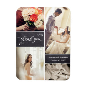 の素朴結婚Photo collage chalkboardブロック マグネット