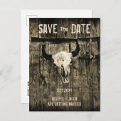 の素朴西結婚のブルスカルは日付を保存 案内ポストカード (正面/裏面)