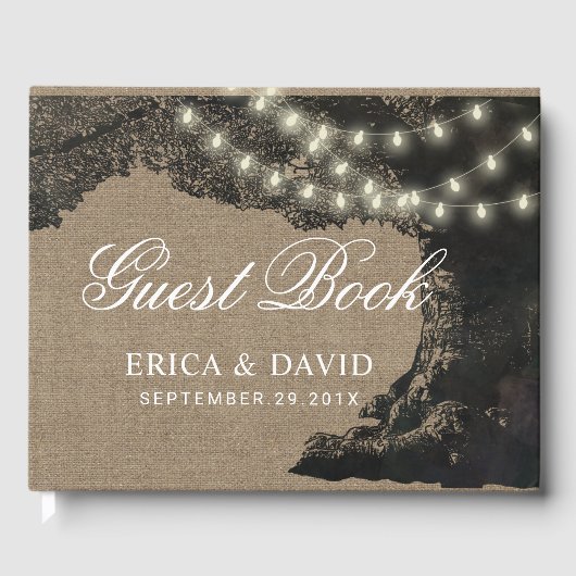 の素朴String結婚 Lightsヴィンテージツリー ゲストブック (正面)