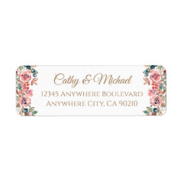 の素結婚気なエレガントほこりっぽいピンクのフローラアドレス ラベル