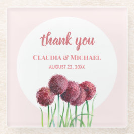 の紫結婚のピンクのアリウム花水色 ガラスコースター