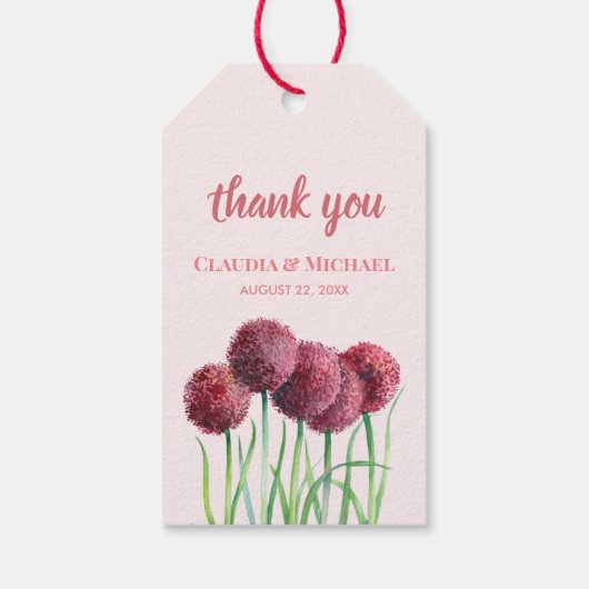 の紫結婚のピンクのアリウム花水色 ギフトタグ (裏面)