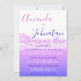 の紫結婚の海ブルーウェーブ海グラデーション 招待状