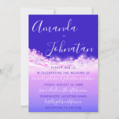 の紫結婚の海ブルーウェーブ海白 招待状 (正面)