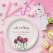 の紫結婚ピンクのアリウム花の水色スクア ペーパープレート (パーティー)